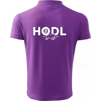 Pánská košile Hodl, nápis a býk - Polokošile pánská Pique Polo 203 - M ( Fialová )