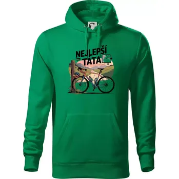 Pánská mikina Nejlepší táta - cyklista - Mikina pánská Cape s kapucí - 4XL ( Středně zelená )
