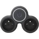 Solight rozbočka, 2x 10A, černá, vypínač P105B