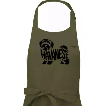 Kuchyňská zástěra Havanese nápis v těle - Dámská zástěra na vaření - Univerzální velikost ( Khaki )