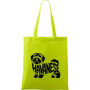 Nákupní taška Havanese nápis v těle - Taška bavlněná - 42 x 38 cm ( Limetková )