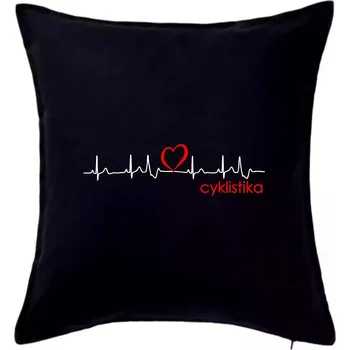 Polštář Moje srdce bije pro cyklistiku - Polštář 50x50 - 50x50 - Pouze potah ( Černá )