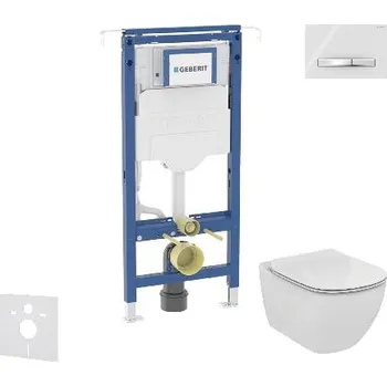 WC sada Geberit Duofix - Set předstěnové instalace, klozetu a sedátka Ideal Standard Tesi, tlačítka Sigma50, alpská bílá SANI11CD3130