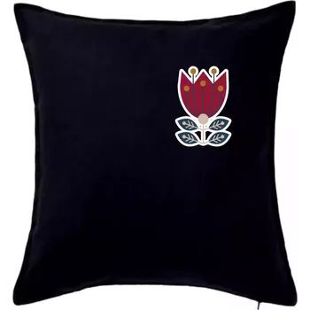 Polštář Folklor na prsu květina čtyřlistá - Polštář 50x50 - 50x50 - Pouze potah ( Černá )