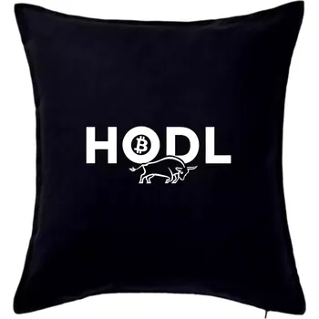 Polštář Hodl, nápis a býk - Polštář 50x50 - 50x50 - Pouze potah ( Černá )