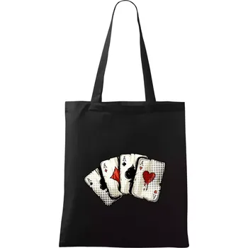 Poker - karty kreslené - Taška bavlněná - 42 x 38 cm ( Černá )