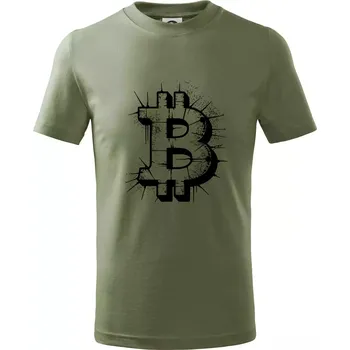 Chlapecké oblečení Bitcoin kresba tužku - Tričko dětské bavlněné - 134 cm/8 let ( Khaki )