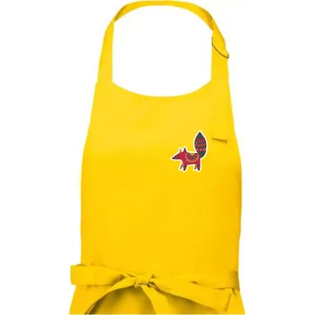 Kuchyňská zástěra Folklor na prsu liška - Dámská zástěra na vaření - Univerzální velikost ( Žlutá )
