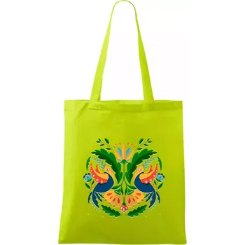 Folklor - dvě holubice - Taška bavlněná - 42 x 38 cm ( Limetková )