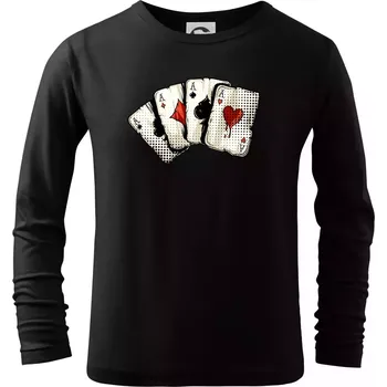 Chlapecké oblečení Poker - karty kreslené - Triko dětské Long Sleeve - 158 cm/12 let ( Černá )