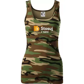 Dámské tričko Štosuj s námi - logo velké - Dámské Maskáčové tílko - 2XL ( Hnědý maskáč )