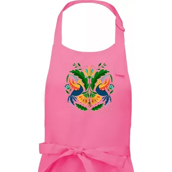 Kuchyňská zástěra Folklor - dvě holubice - Dámská zástěra na vaření - Univerzální velikost ( Růžová )