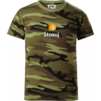 Stosuj - logo čtvercové - Dětské maskáčové triko - 104-110cm / 3-4 roky ( Zelený maskáč )