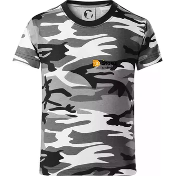 Chlapecké tričko Štosuj s námi - logo na prsu - Dětské maskáčové triko - 146 cm/10 let ( Šedý maskáč )