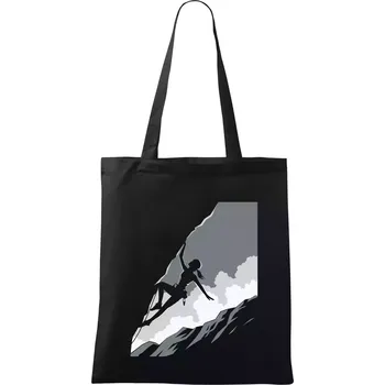 Nákupní taška Žena na skále - Taška bavlněná - 42 x 38 cm ( Černá )