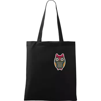 Nákupní taška Folklor na prsu sova - Taška bavlněná - 42 x 38 cm ( Černá )