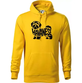 Pánská mikina Havanese nápis v těle - Mikina pánská Cape s kapucí - 5XL ( Žlutá )