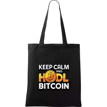 3D nápis Keep Calm and HODL Bitcoin - Taška bavlněná - 42 x 38 cm ( Černá )