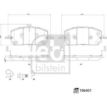 Brzdová destička Sada brzdových destiček, vždy 4 kusy v sadě FEBI BILSTEIN 196401