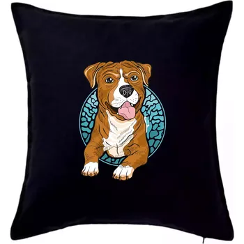 Polštář Americký staford kreslený v kolečku (Pecka design) - Polštář 50x50 - 50x50 - Pouze potah ( Černá )