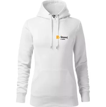Dámská mikina Štosuj s námi - logo na prsu - Mikina dámská Cape s kapucí - 2XL ( Bílá )