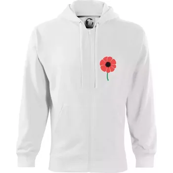 Pánská mikina Vlčí mák ikonka na prsu - Mikina s kapucí na zip trendy zipper - L ( Bílá )