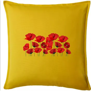 Polštář Vlčí mák v řadě - Polštář 50x50 - 50x50 - Pouze potah ( Žlutá )