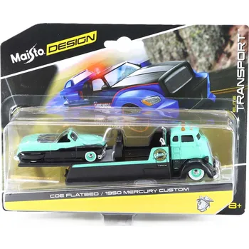 autíčko COE Flatbed + Mercury Custom 1950 1:64 - Maisto COE Flatbed s Mercury Custom - kovový model 1/64