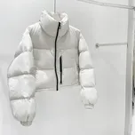 Dámská péřová bunda s vysokým límcem a zipem Barva: Bílá, Velikost: ONE SIZE
