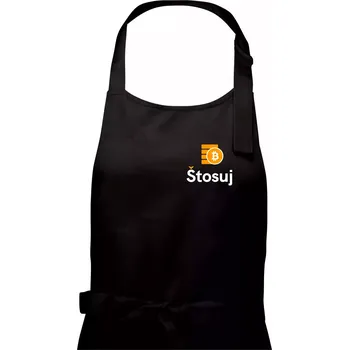Kuchyňská zástěra Štosuj - Logo na prso + záda - Dámská zástěra na vaření - Univerzální velikost ( Černá )