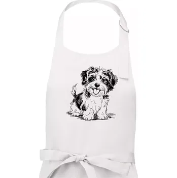 Kuchyňská zástěra Havanský psík skica - Dámská zástěra na vaření - Univerzální velikost ( Bílá )