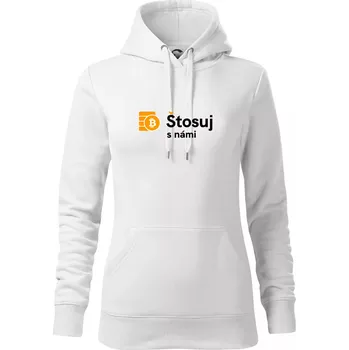 Dámská mikina Štosuj s námi - logo velké - Mikina dámská Cape s kapucí - M ( Bílá )
