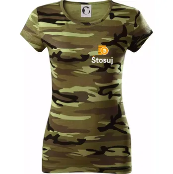 Dámské tričko Štosuj - Logo jen na prsu - Dámské maskáčové triko - XS ( Zelený maskáč )