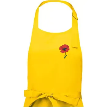 Kuchyňská zástěra Vlčí mák kreslený na prsu - Dámská zástěra na vaření - Univerzální velikost ( Žlutá )