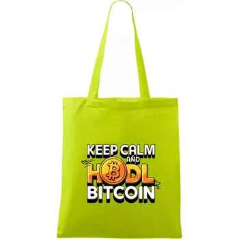 3D nápis Keep Calm and HODL Bitcoin - Taška bavlněná - 42 x 38 cm ( Limetková )