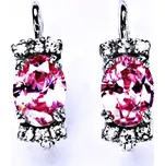 Zlaté náušnice , pink zirkon , bílé i žluté zlato - VE 23 pink