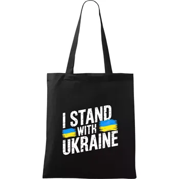 Nákupní taška I stand with ukraine tiskací nápis - Taška bavlněná - 42 x 38 cm ( Černá )