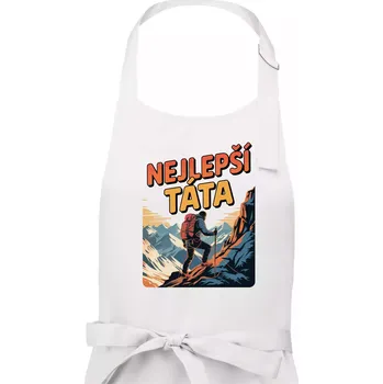 Kuchyňská zástěra Nejlepší táta - horolezec - Pánská zástěra na vaření - Univerzální velikost ( Bílá )