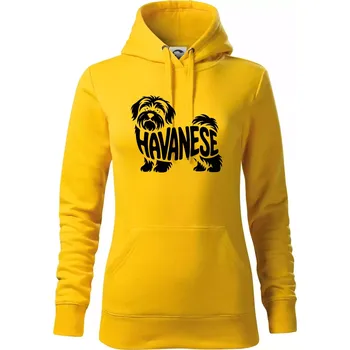 Dámská mikina Havanese nápis v těle - Mikina dámská Cape s kapucí - XS ( Žlutá )