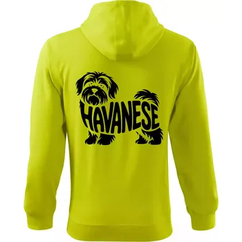 Pánská mikina Havanese nápis v těle - Mikina s kapucí na zip trendy zipper - M ( Limetková )