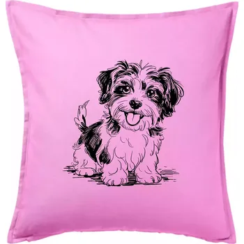 Polštář Havanský psík skica - Polštář 50x50 - 50x50 - Pouze potah ( Růžová )
