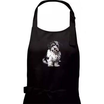 Kuchyňská zástěra Havanský psík černá fotka - Pánská zástěra na vaření - Univerzální velikost ( Černá )