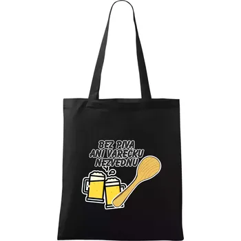 Bez piva ani vařečku nezvednu - Taška bavlněná - 42 x 38 cm ( Černá )