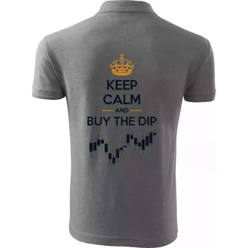 Pánská košile Keep Calm and Buy the Dip - koruna a graf - Polokošile pánská Pique Polo 203 - 4XL ( Tmavě šedý melír )