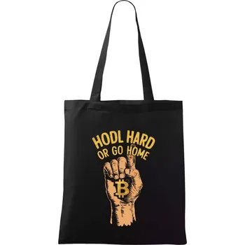 Nákupní taška Ruka HODL Hard or Go Home - Taška bavlněná - 42 x 38 cm ( Černá )