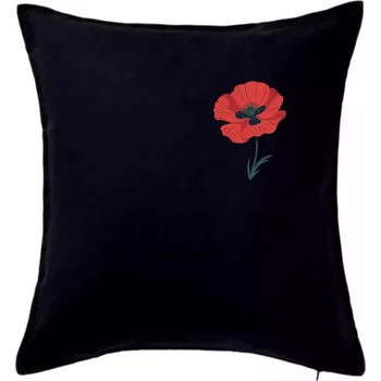 Polštář Vlčí mák kreslený na prsu - Polštář 50x50 - 50x50 - Pouze potah ( Černá )