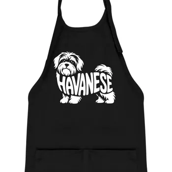 Kuchyňská zástěra Havanese nápis v těle - Dětská zástěra na vaření - Univerzální velikost ( Černá )