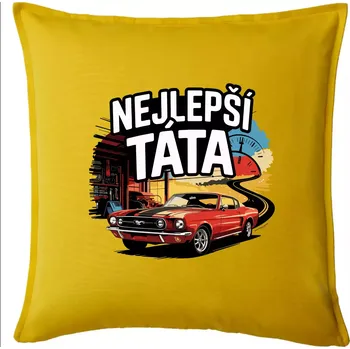 Polštář Nejlepší táta - americké auto - Polštář 50x50 - 50x50 - Pouze potah ( Žlutá )