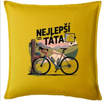 Polštář Nejlepší táta - cyklista - Polštář 50x50 - 50x50 - Pouze potah ( Žlutá )