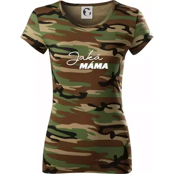 Dámské tričko Jaká máma - taková dcera psací - Dámské maskáčové triko - 2XL ( Hnědý maskáč )